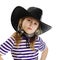 Girl cowboy in a black hat