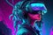 girl cyberpunk neon world gles vr headset