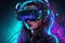 girl cyberpunk neon world gles vr headset