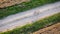 Girl cycling. Aerial view