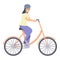 Girl cyclist icon cartoon vector. Cute helmet