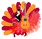 A girl dancing flamenco and an acoustic guitar on the background of a huge open fan. Postcard, concert poster. Bright vector