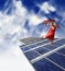 Girl dancing on solar panels