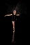 Girl dancing water ballet black background