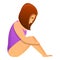 Girl depression icon, cartoon style