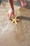 Girl Discovering Starfish On Beach