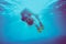 Girl dive underwater