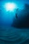 A girl dives in apnea in Mediterranean sea