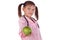 Girl, a doctor, the child, apple