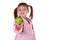 Girl, a doctor, the child, apple