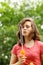 Girl doing bubble soap