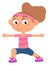 Girl doing exercise. Morning routine. Kid yoga