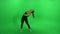 Girl doing exercises. Green Screen.