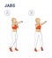 Girl Doing Jabs Exercise Fitness Home Workout Guidance Illustration. Woman Boxing Move Jab Punch.