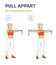 Girl Doing Pull Appart Home Workout Exercise with Resistance Band Rubber Equipment Guidance.