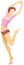 Girl doing sport exercises standing and raising his hands up. Vector