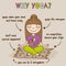 Girl doing yoga. Woman sitting in half lotus pose. Yoga benefits infographic. Hand drawn vector illustration