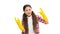 girl domestic helper. small girl cleaning in rubber gloves. kid clean house in latex gloves. Yellow gloves for cleaning