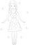 Girl in a dress coloring page