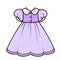 Girl dress with a lush skirt color variation for coloring on a white