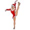 A girl dressed as Santa Claus lifted her leg in the dance