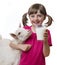 Girl drinking healthy goat milk