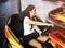 Girl Driving Bumper Car Happiness Enjoyment Concept