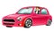 Girl driving pink mini cooper flat color vector faceless character