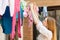 Girl drying clothes after laundry