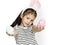 A girl with an easter eggs and bunny hairband