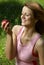 Girl eating apple