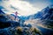 Girl at the edge of the rock taking pleasure of Andes landscape