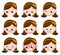 Girl Emotion Faces Cartoon. set of female avatar expressions.