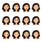 Girl emotion faces cartoon vector illustration