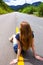 Girl at the empty road at Brazil