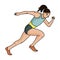 The girl is engaged in athletics.The Olympics in athletics.Olympic sports single icon in cartoon style vector symbol