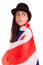 Girl english flag isolated on white background