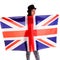 Girl english flag isolated on white background britain