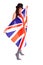 Girl English flag isolated on white background Britain
