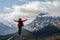 Girl enjoying the beautiful scenery of the Canadian Rockies