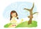 girl enjoying picnic. Vector illustration decorative design