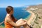 Girl enjoying stunning view of Tenerife island from above