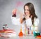 Girl experimenting with chemical liquids