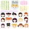 Girl face constructor vector kids character avatar and girlish creation head lips or eyes illustration girlie set of