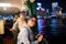 Girl on the famous Star ferry hong kong looking right, night, harbour view partial interior