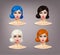 Girl fashion game. Vector beauty doll and for hair color variations