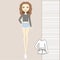 Girl in fashionable clothes, pants, jumper, tank top, outerwear, women`s clothing, casual outfit