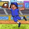 Girl Fielder Catching Baseball Colored Cartoon