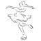 Girl figure skater. Figure skating. Black and white illustration of a figure skater. Winter sport. Linear art.