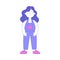 Girl First Grader Standing in Jumpsuit and Smiling Vector Illustration